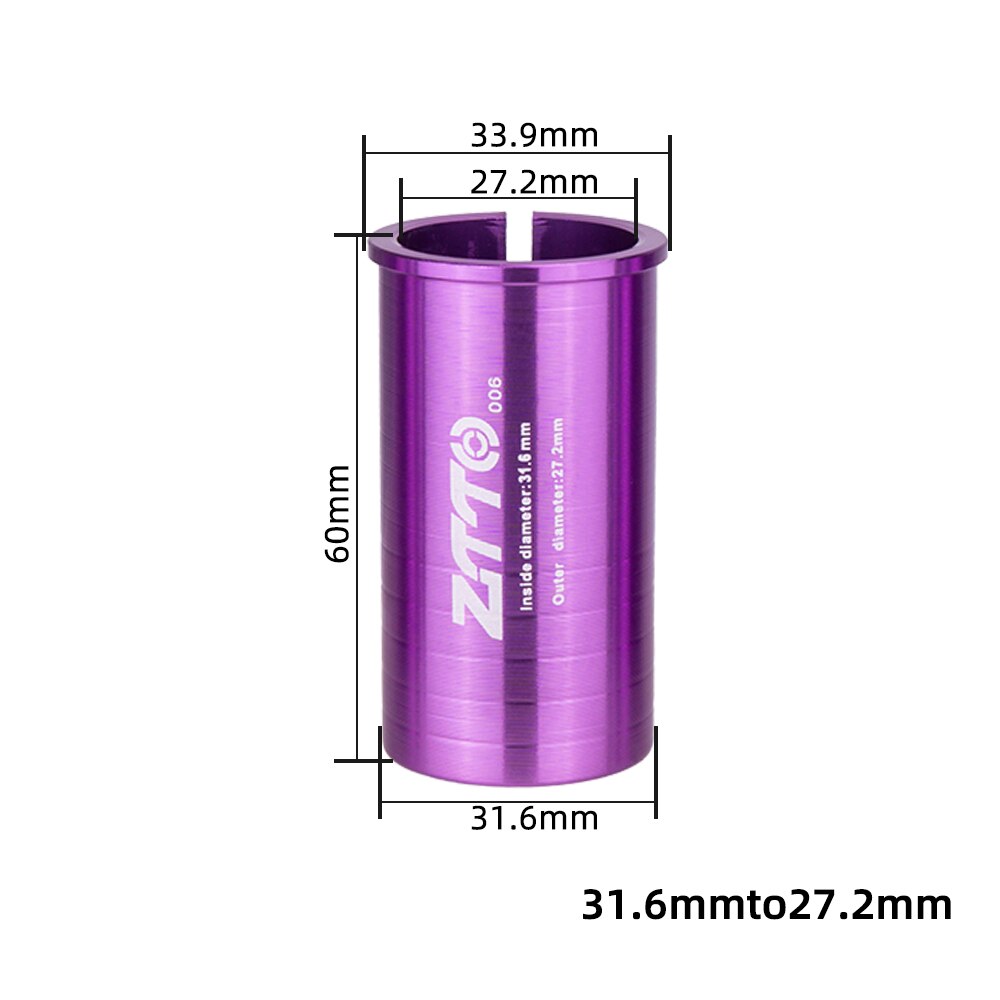 ZTTO-Adaptador de tija de sillín para bicicleta, manga de tubo de asiento, espaciador de aleación para ciclismo de montaña y carretera, cambio de tamaño 25,4, 27,2, 31,6: 6-27.2 to 31.6