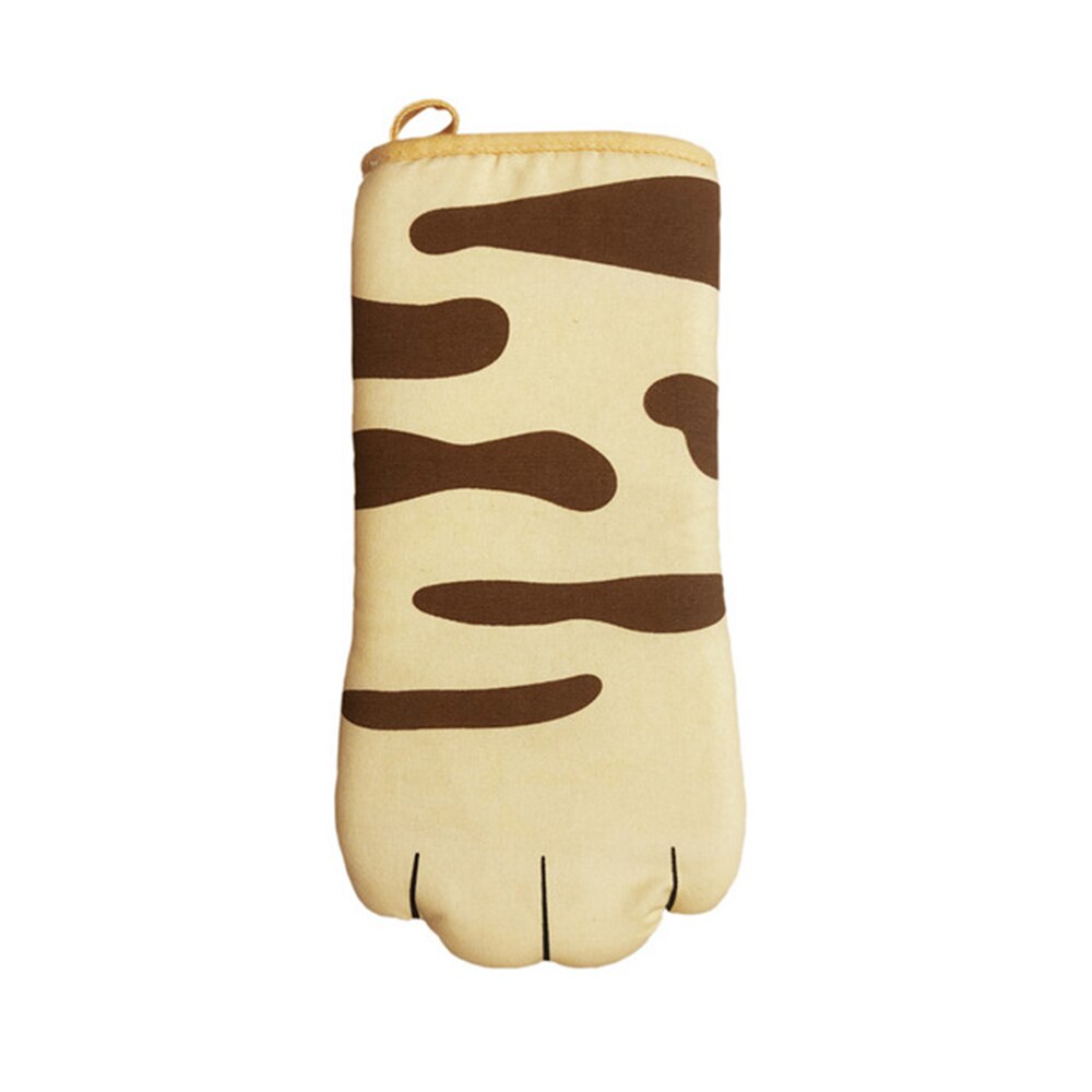 1pc Cartoon Cat Paw Oven Mitts Baking Insulation Microwave Anti-scalding Cotton Gloves Baking Accessories: Yellow