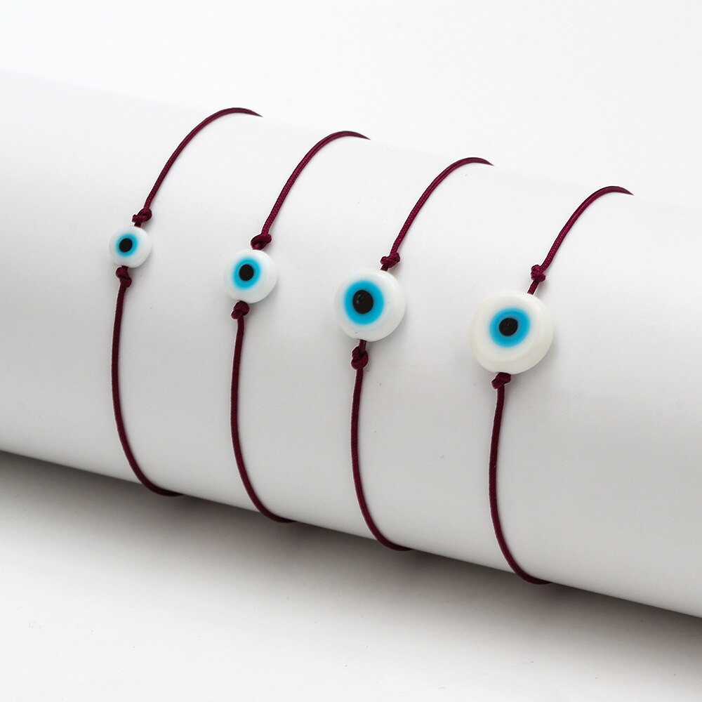 Lucky eye trançado azul mal olho pulseira vermelho azul preto corda corrente charme pulseira ajustável diy jóias para feminino ey6386: Brown 02 / 6mm