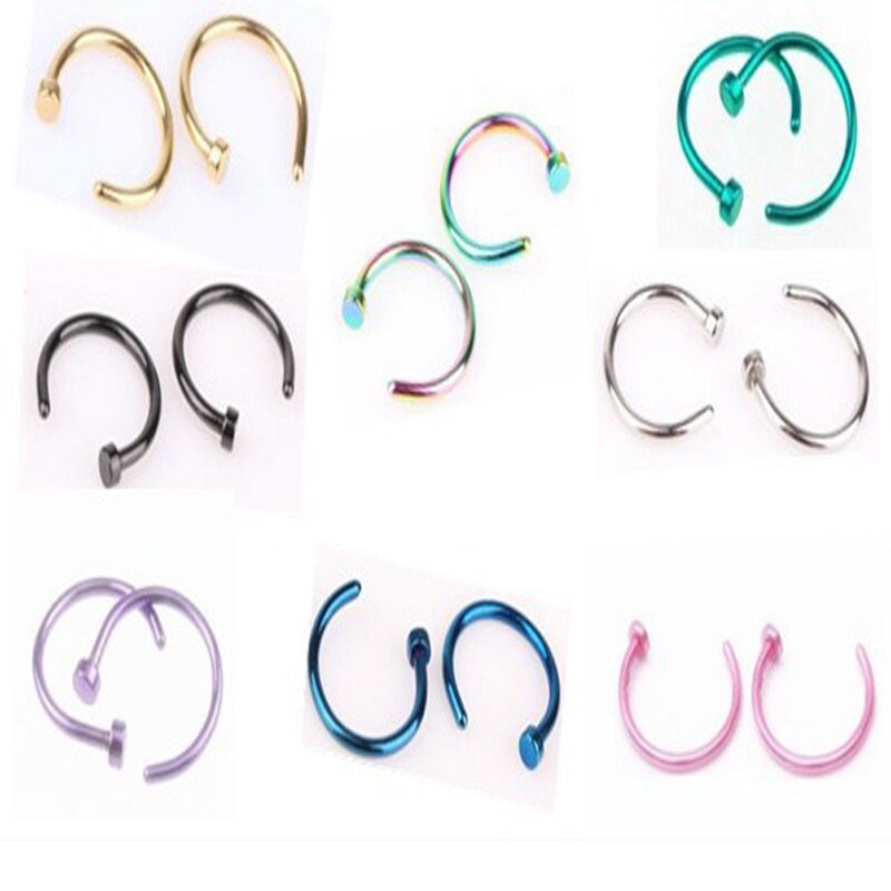 10 Pcs Medische Titanium Silver Hoop Neuspiercings Clip On Ear Lip Navel Piercing Nep Percing Sieraden Vrouwen pircings