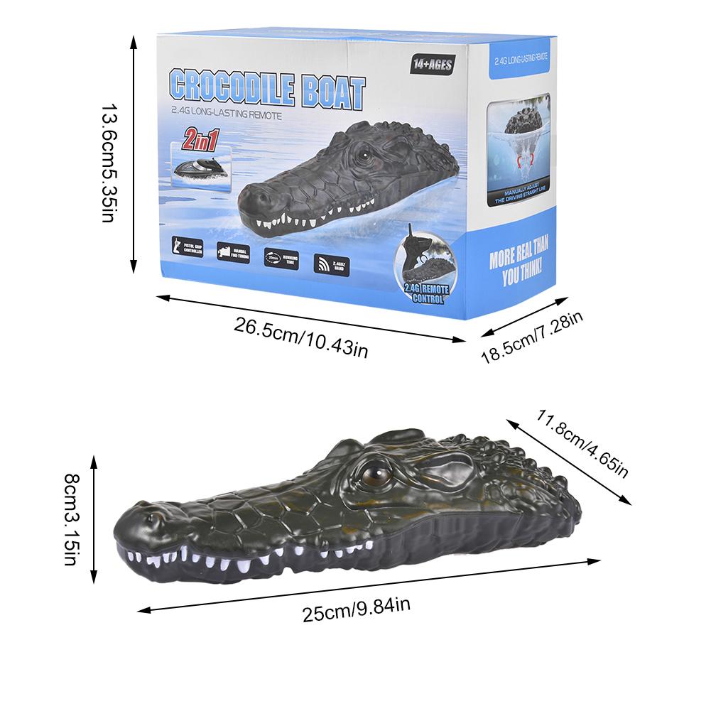 Simulation 2.4G Remote Control Crocodile Boat Crocodile Boat Waterproof Rechargeable Floating Toy For Garden Pond Pool