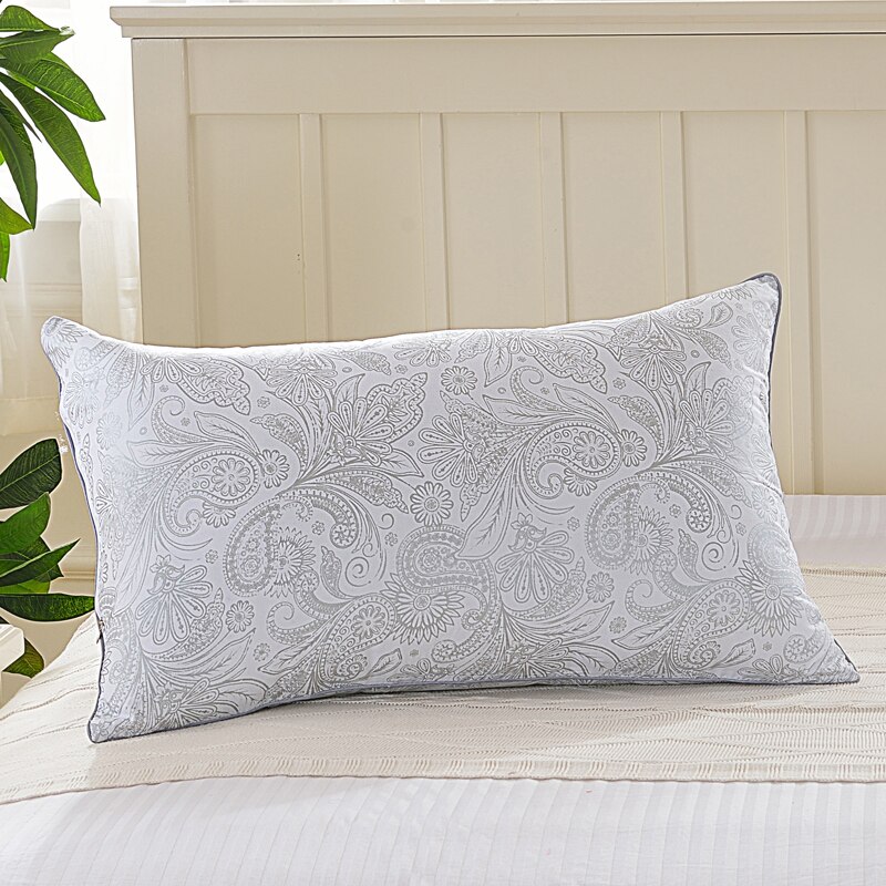 Oreiller en tissu de plumes doux imprimé, oreiller de sommeil Super extensible pour le cou, fournitures standard d'hôtel et de maison: gray / 40x70cm (1pc)
