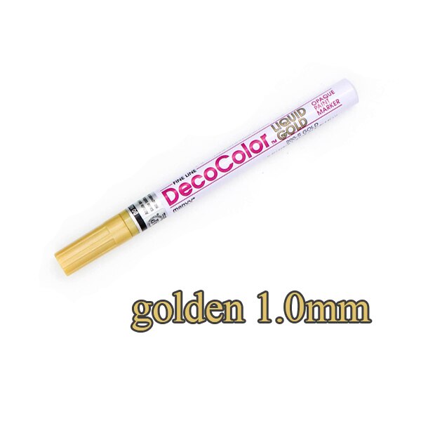 Marvy Oil Paint Marker Pen Art Sketching Pen Golden/Silver/White 0.7/1.0/2.0mm Metallic Marcador Caneta Stationery 120S &amp; 300S: 1pcs-Golden-1.0mm