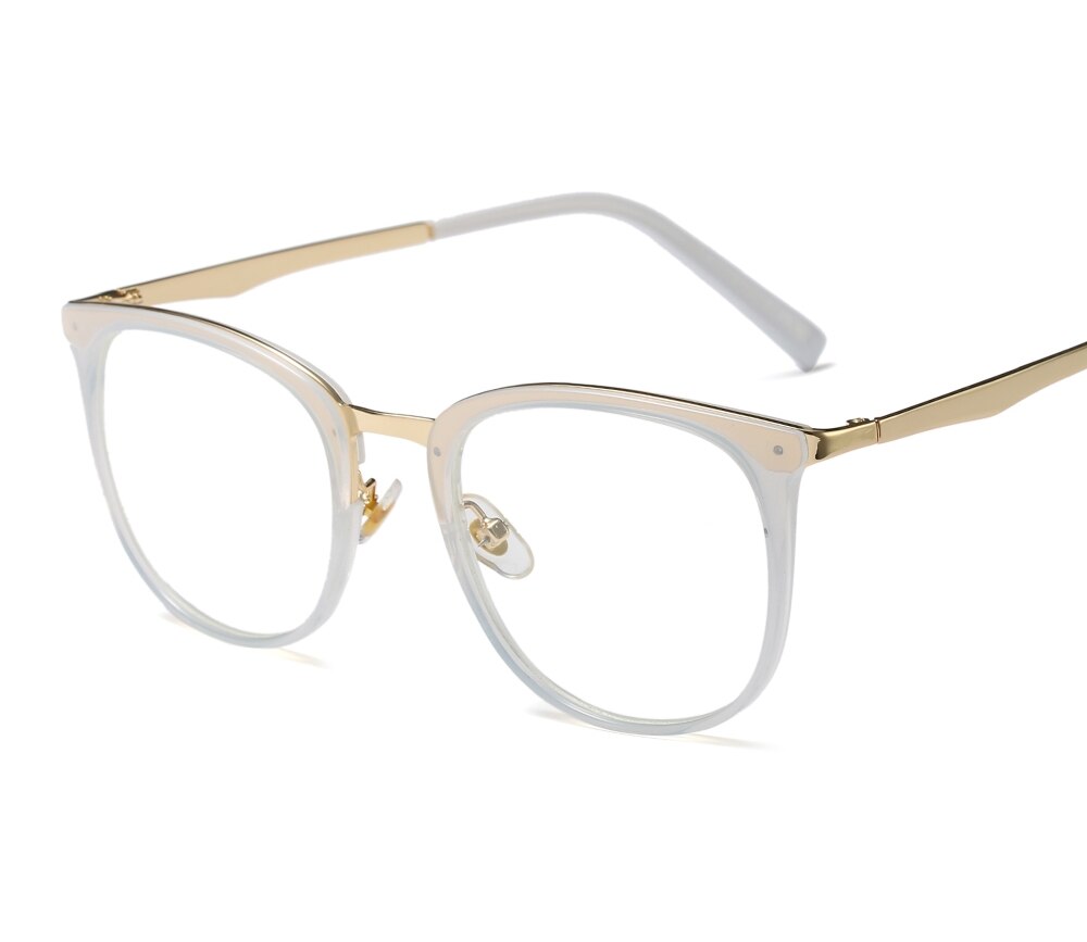 Transparent Square Glasses Frames For women White Luxury Prescription Glasses Frames Female Optical: White