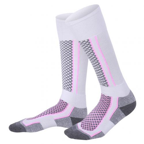 Hommes femmes hiver Sports de plein air Snowboard Ski épaissir thermique Tube chaussettes vélo chaussettes Sports de plein air Ski cyclisme chaussette: Pink White