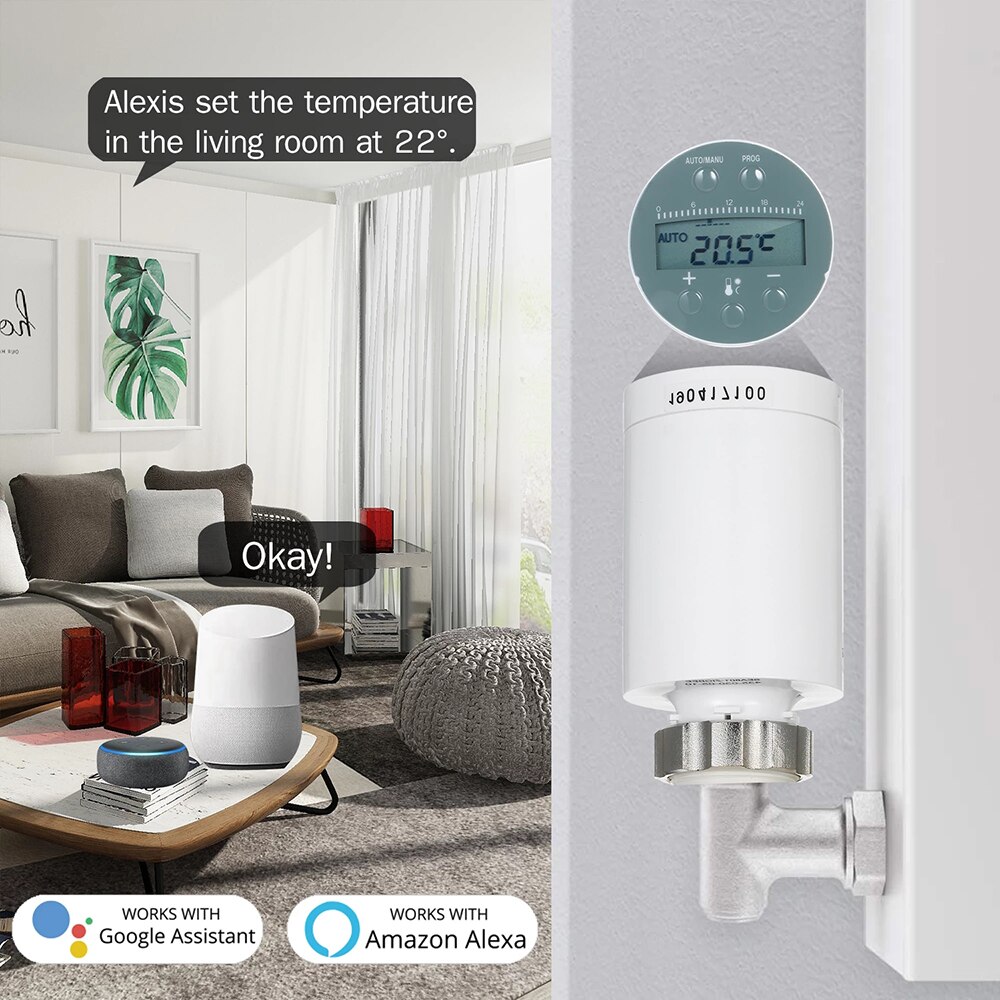 Tuya Smart ZigBee Radiator Actuator Support Alexa TRV Programmable Thermostatic Radiator Valve Temperature Controll