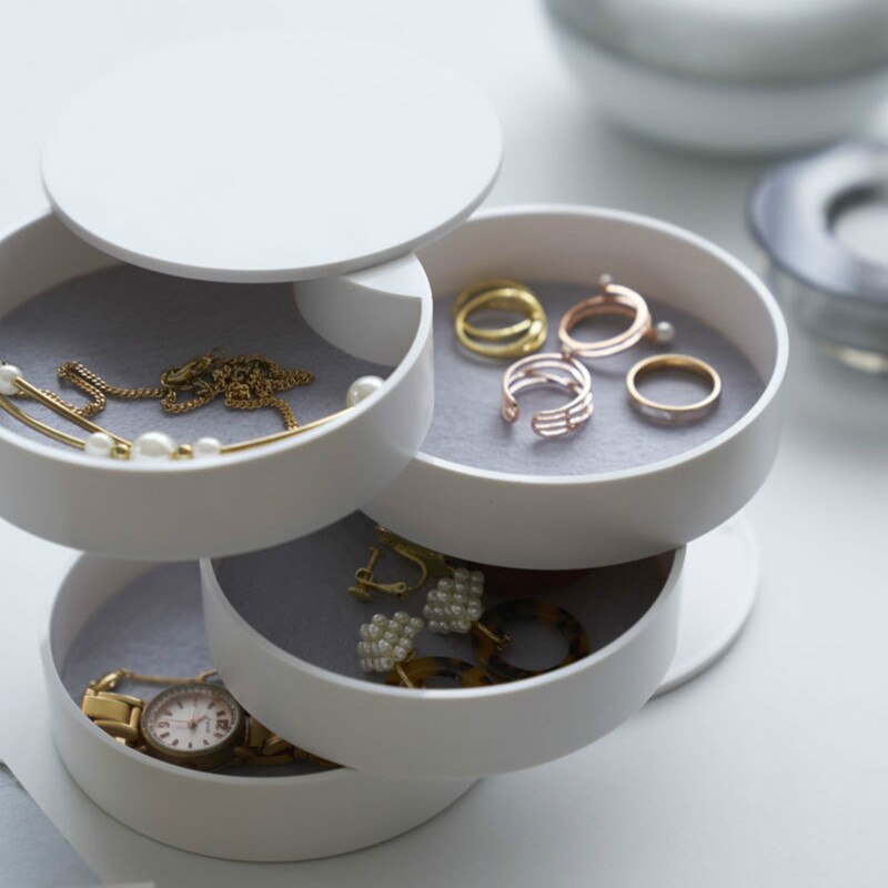 Joyero con 4 pisos para mujer, caja de almacenamiento de joyas giratorio, con bandeja y tapa, de y a la , de cumpleaños