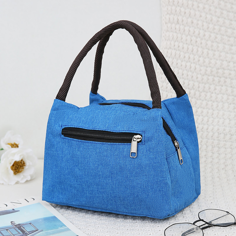 Reusable Lunch Bag For Women Large Capacity Oxford Cloth Waterproof Lunch Box Bag Office Worker Student Lunch Tote Bags: Blue