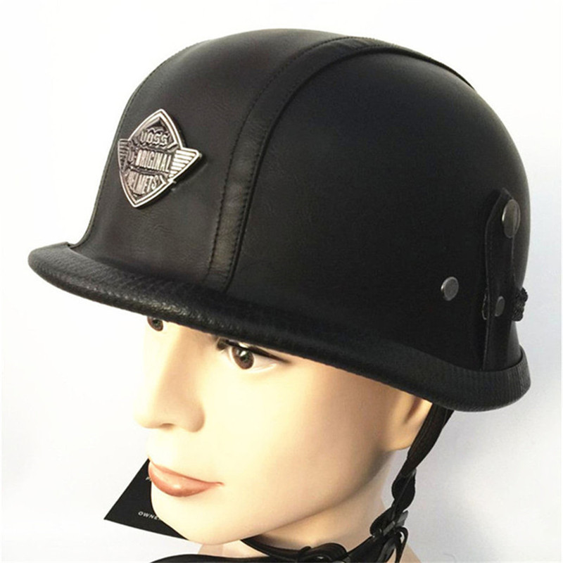 Motorrad Helm Einzigartige 4 Arten M/L/XL Deutsch Stil Halbe Gesicht Helm Deutsch Leder Vintage Motorrad Helm