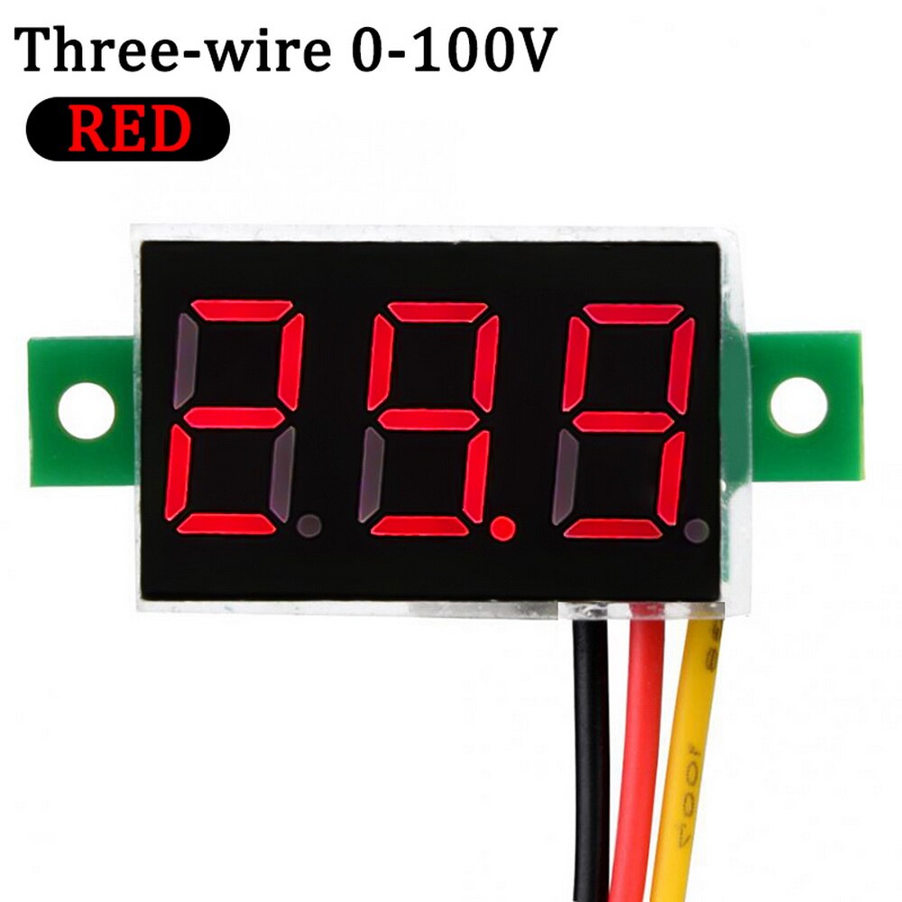 Mini digital voltmeter amperemeter  dc4.5-30v panel volt strømmåler tester med 2 ledninger ledet panel digital display 1 stk: B rød 4v-40v