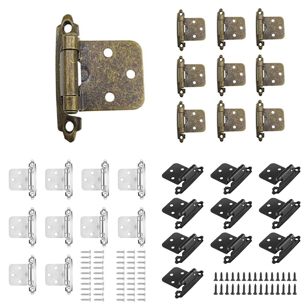 10pcs Self Closing Overlay Flush Cabinet Hinge Heavy Duty Door Cupboard Hinges For Home Decoration Accessories