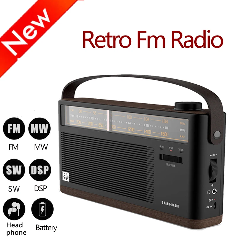 High Sound Retro FM/AM/SW 3-Band Portable Radio receiver with built-in speaker For The Elderly