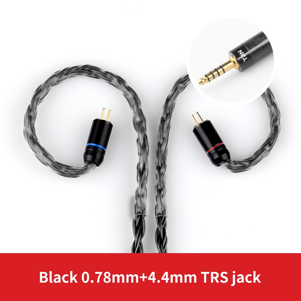 Trn 16- adriges, versilbertes hifi-kopfhörerkabel mit mmcx-stecker 0.75mm 4.4mm to 2 0.78mm polig, austauschbar): Schwarz 0.78mm