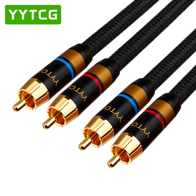 YYTCG-Câble audio RCA HiFi haute performance, câble d'interconnexion pour amplificateur, radiateur, TV, DVD, Premium, 2RCA à 2RCA: Black / 1,5m