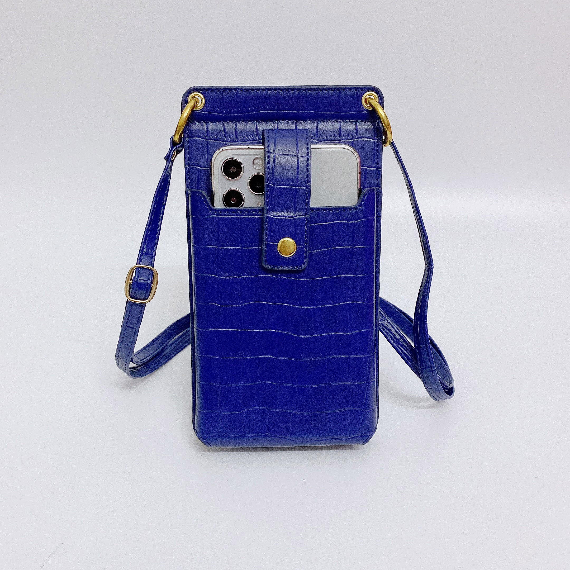 Universele Neck Strap Telefoon Bag Case Pouch Voor Xiaomi Redmi Note 9 Pro Max 9S 9A 9C 8 8T 8A 7A 7 S1 S2 A3 Card Pocket Spiegel Capa: Blue