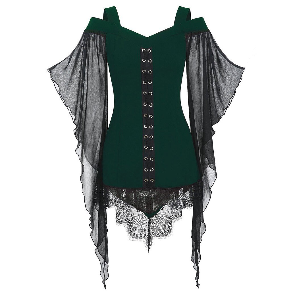 Costumes d'halloween gothiques en dentelle, croisés pour femmes, hauts de grande taille, robes d'halloween pour adultes, à la: B / S