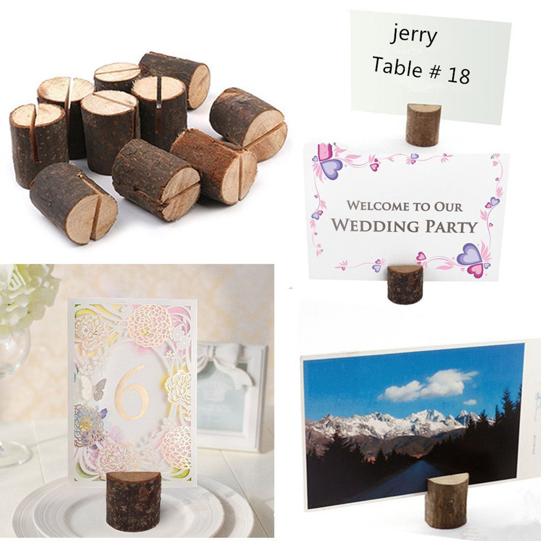 Rustieke Houten Tafel Nummers Houder Hout Plaats Kaarthouder Party Bruiloft Tafel Naam Kaarthouder Memo Note Card (40 Pcs)