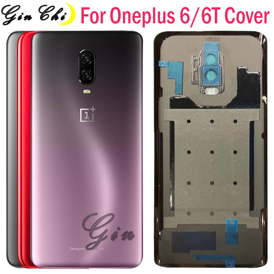 Original Glass For OnePlus 6T Back Battery Cover Door Rear Glass For Oneplus 6 Battery Cover 1+6T Housing Case with Camera Lens