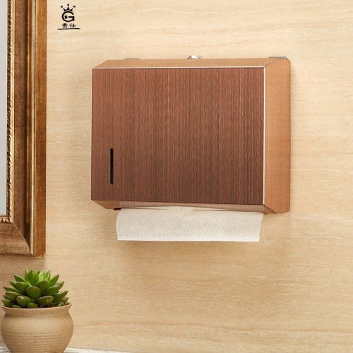 Caja metálica de pañuelos de papel, dispensador de toallas de papel, oro, baño público, pared doble de acero inoxidable, montada en la pared, sin perforación, FH020: Style 11