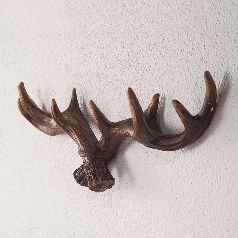 3d vintage væg bukke horn bøjle retro harpiks dyr hoved håndværk hat kroge væg dekoration harpiks gevir krog