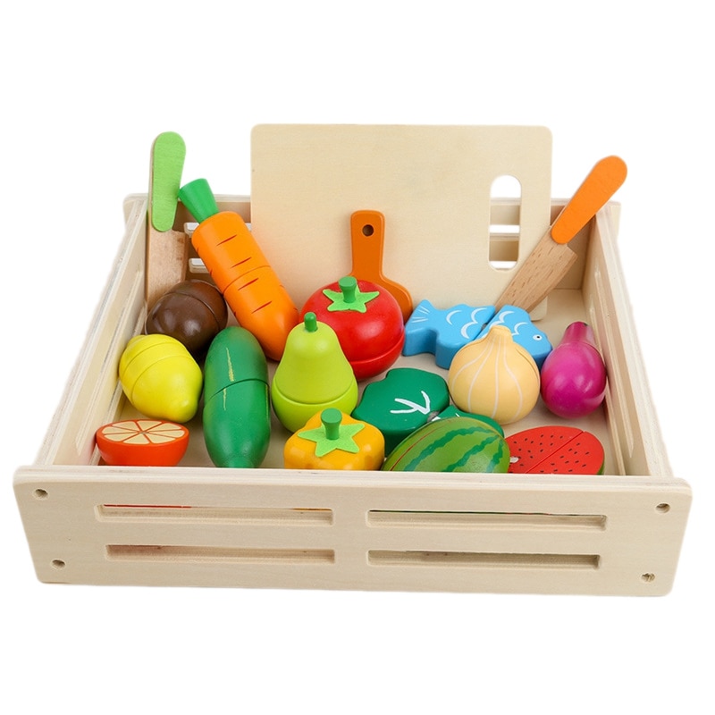 Houten Kinderen Puzzel Vroege Onderwijs Speelhuis Speelgoed Simulatie Fruit En Groente Snijdt