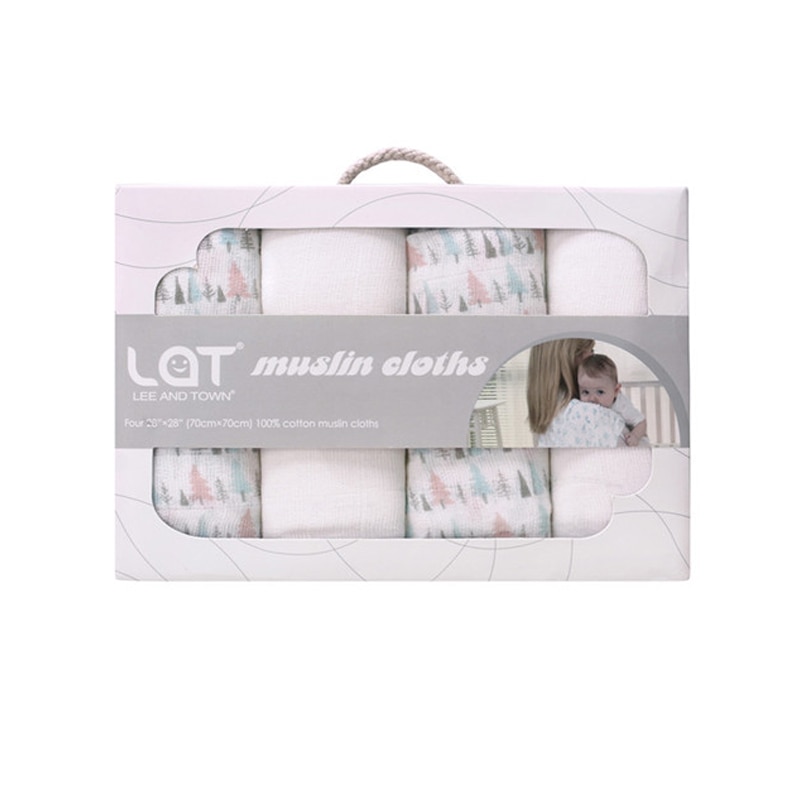 4 Stk/doos Baby Boy Meisjes Pasgeborenen Katoenen Mousseline Vierkante Wasbare Premium Herbruikbare Nappy Luiers Doekjes Bad Doek Handdoek Deken