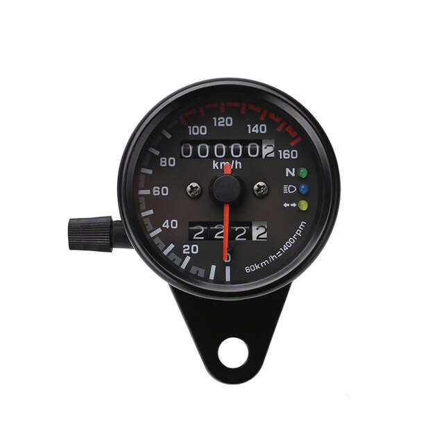 Universal Motorcycle Speedometer Odometer 12V Motorcycle Dual Speed Meter with LED Indicator Speedometer Motorcycle: Without bracket
