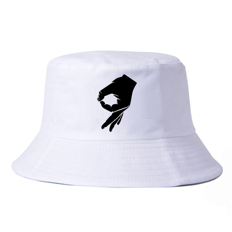 Okej handskylt harajuku pop kvinnor fiskare hatt män sommar platt hip hop keps bokstavstryck hink hatt bob chapeau