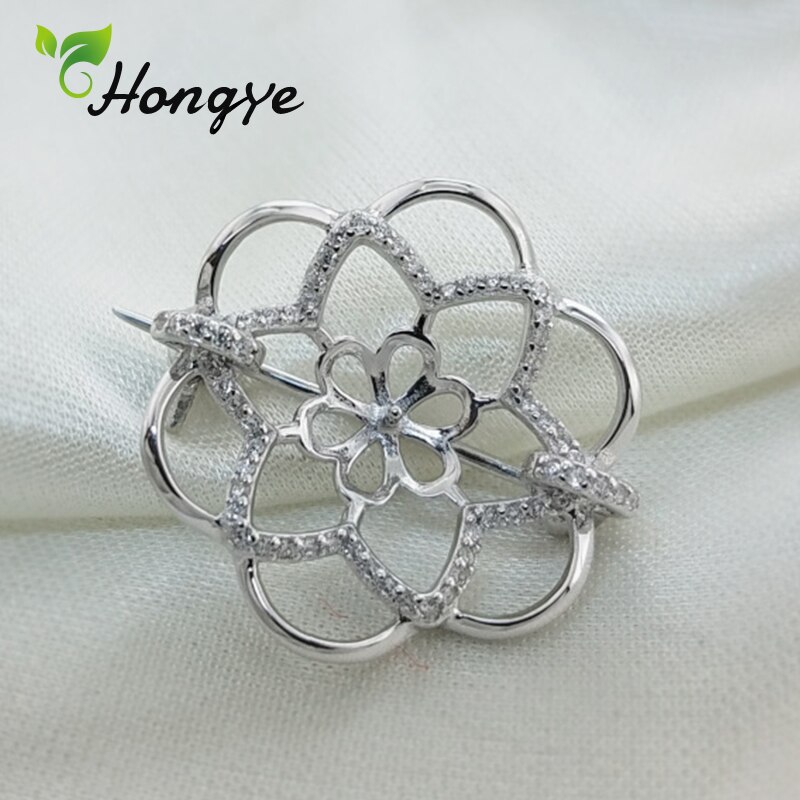 Hongye Aushöhlen Floral Brosche Pins für Mädchen Silber 925 Mantel Zubehör Feine Jewel Natürliche Perle Brosche Kostenloser