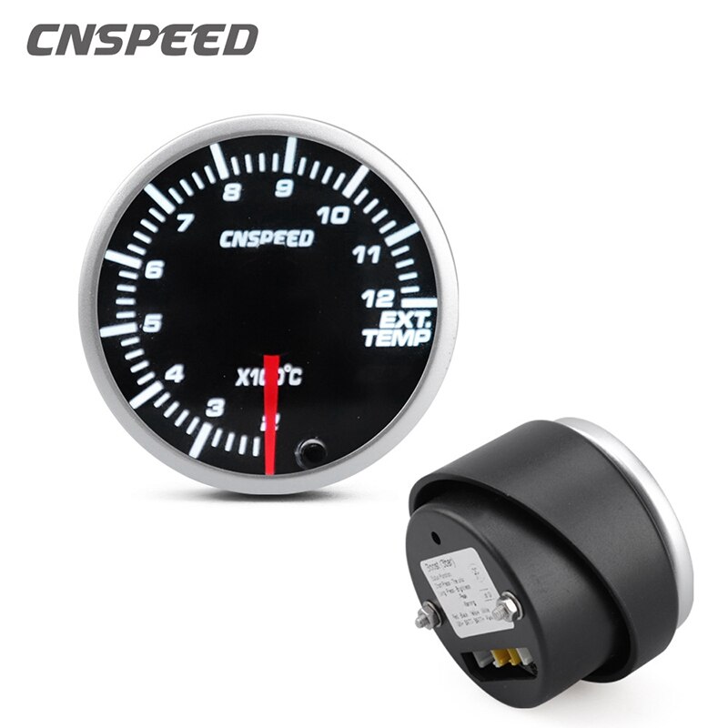 CNSPEED 2 Inch 52mm Car 12V Exhaust Gas Temperature Gauge 200-1200°C LED 10-Color Exhaust Gas Temperature Gauge: Default Title