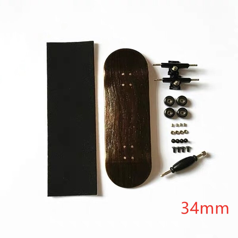 Wooden Finger Skateboards Finger Skate Board Wood Basic Fingerboard With Bearings Wheel Foam Screwdriver: 34mm black