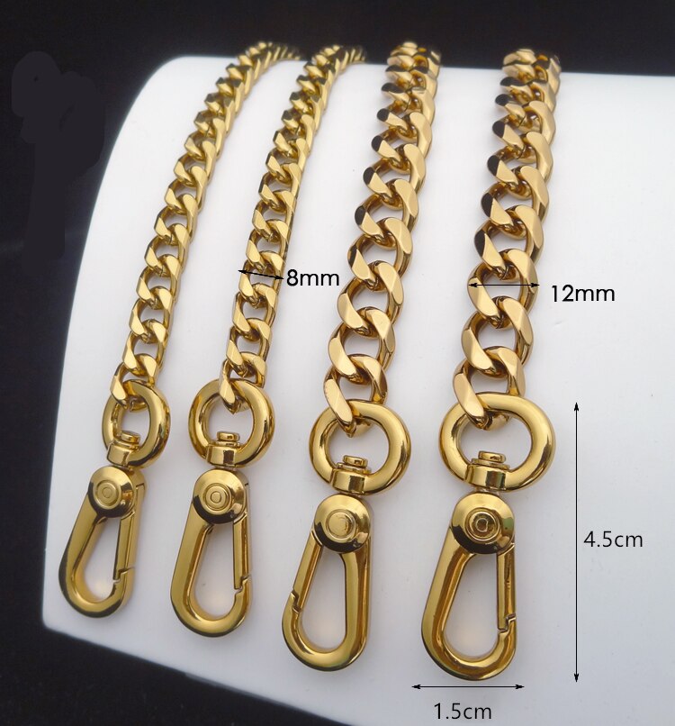 8 Mm/12 Mm Golden Metalen Tas Ketting Pakket Ijzeren Ketting Enkele Schoudertas Hardware Tas Onderdelen Vrouw Clutch ketting Met Haak