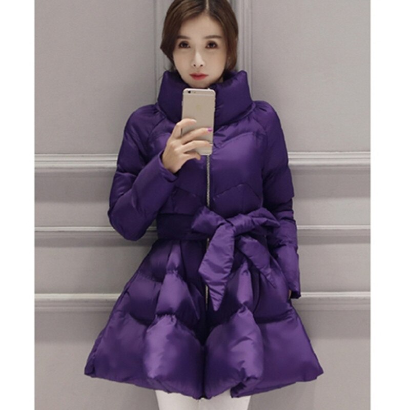 UHYTGF – jupe en duvet pour femme, manteau , Parka, taille avec nœud, Style, 979