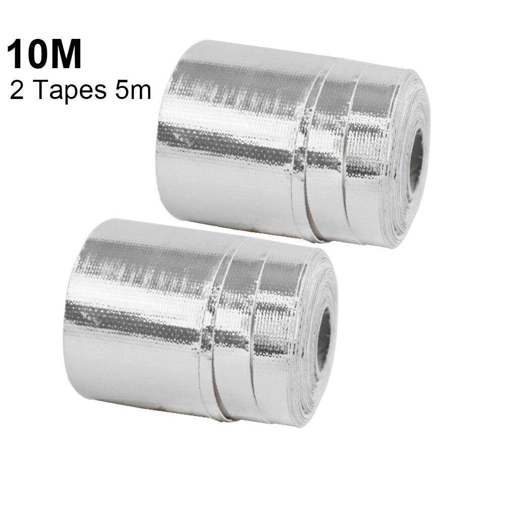 En gull bil termisk eksos tape luftinntak varmeisolasjon skjold wrap 50mm reflekterende varmebarriere selvklebende motor 5/10m: Sølv -10m