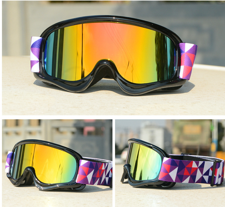 Crianças óculos de esqui duplo anti-nevoeiro uv400 crianças óculos de esqui neve esportes ao ar livre meninas meninos snowboard óculos: Black frame red len