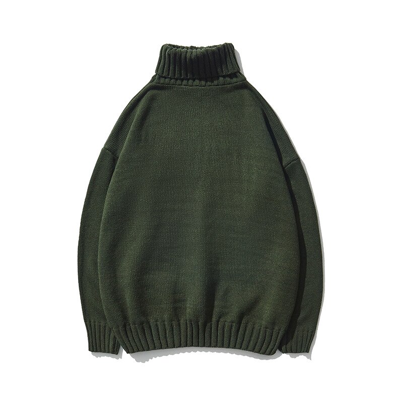 Mannelijke Gebreide Coltrui Hoge Kraag Jongens Trui Oversized Trui Winter Groen Wollen Trui Vintage Mannen Casual Losse Truien: Groen / XXL