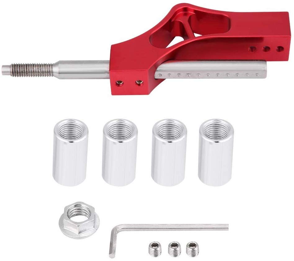 Universal Aluminium Adjustable Gear Shift Knob Extender Height Lever Extension Car Gear Shifter Extender with 8/10/12mm Adapters: Red