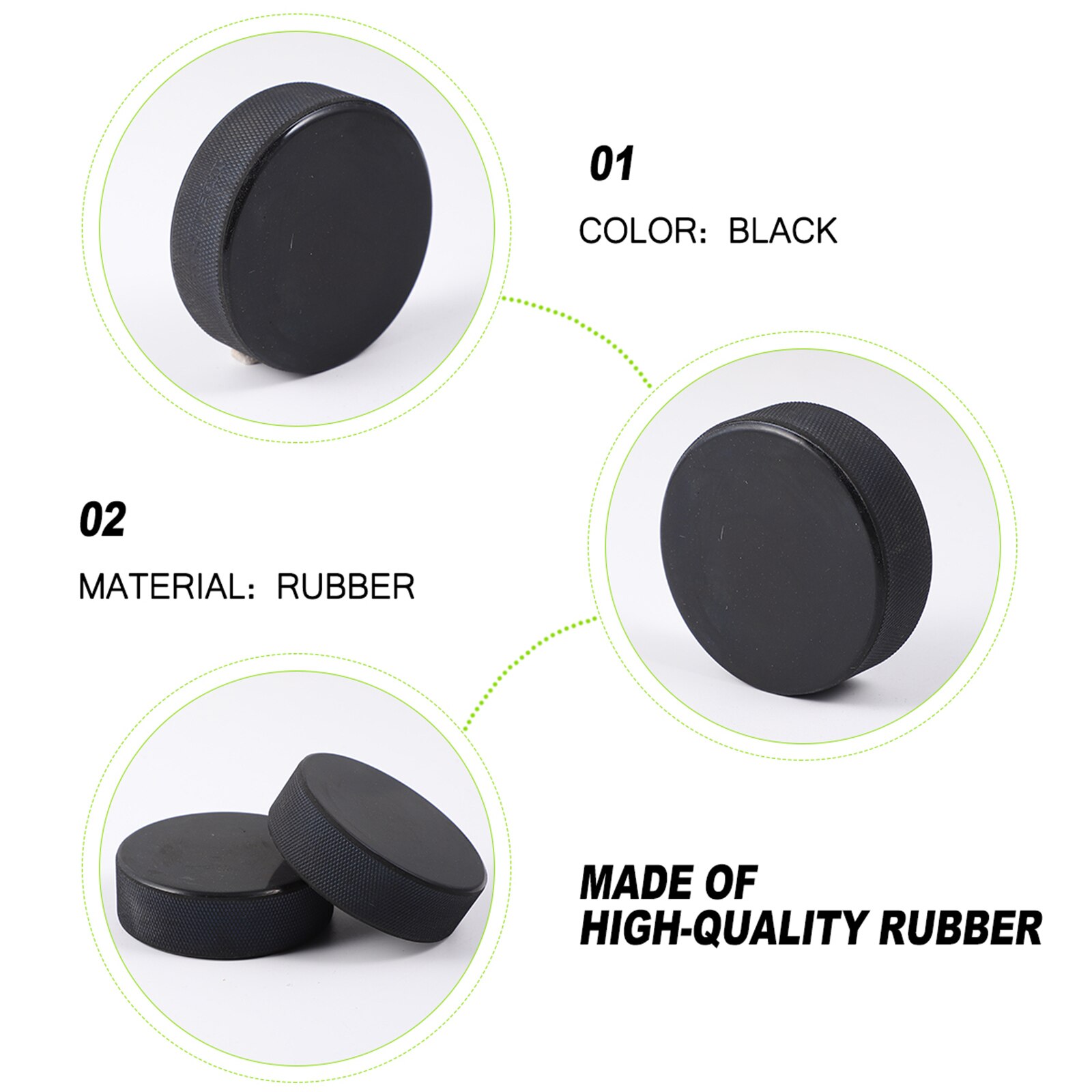 9pcs Classic Ice Hockey Pucks Black Sports Puck for Practicing and Training