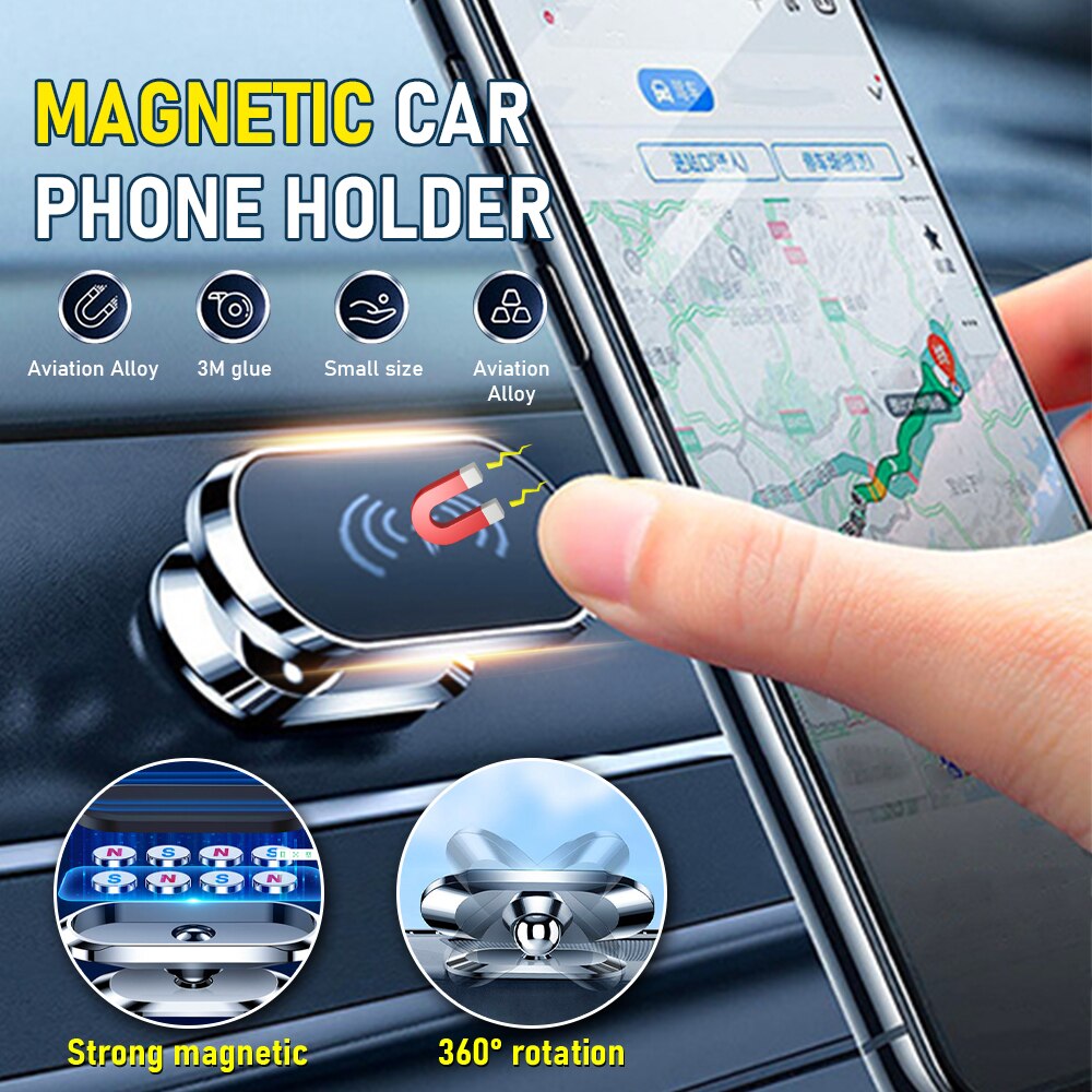 Magnetische Auto Telefoon Houder Kabel Houder Draaibare Mini Strip Shape Stand Voor Iphone Metalen Sterke Magneet Gps Auto Mount Voor mobiele