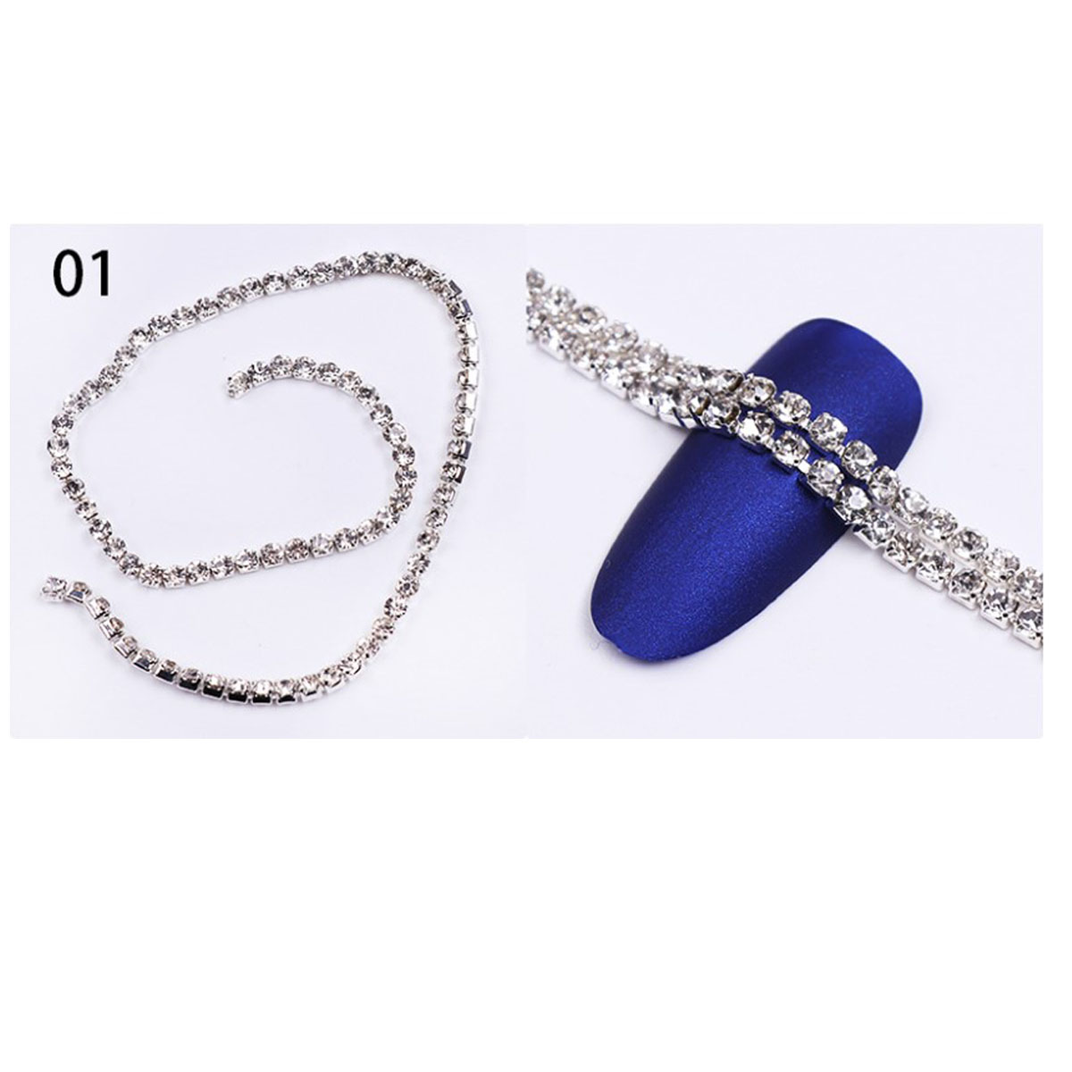 1 box Nail Art Platte Vorm Metalen Nail Art Kralen Crystal AB Steentjes Steen Manicure Decoratie: 01