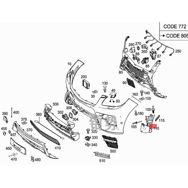 Auto Voorbumper Voering Beugel Cover Rechts -mer Ced Esb Enzml 250 Gl E250 Gl E350 Ml 300 Ml 500 w166 Voorbumper Trim