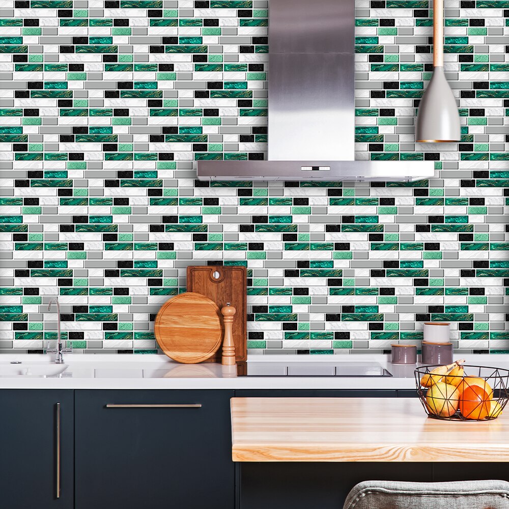 Funlife®20X10Cm Waterdicht Zelfklevende Backsplash Tegel Groene Poort Marmeren Tegel Stickers Voor Haard Keuken Badkamer Decors