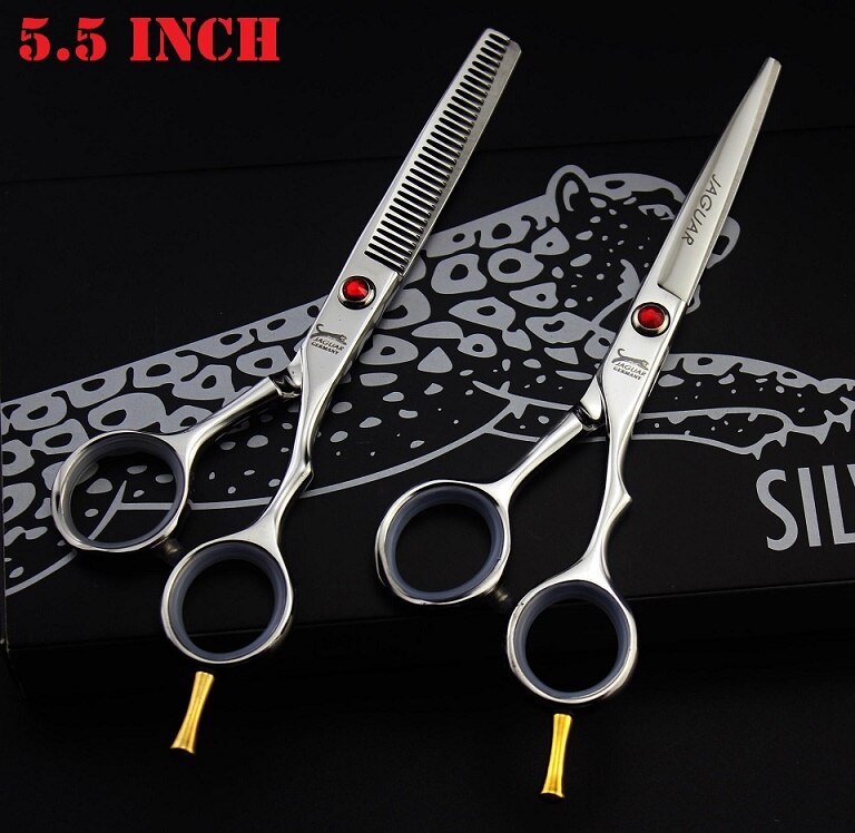 JAGUAR haar schere professionelle 4.5 & 5.0 & 5.5 & 6.0 & 6,5 zoll set schneiden Verdünnung friseur barber salons hört: 5.5 INCH SET OF 02