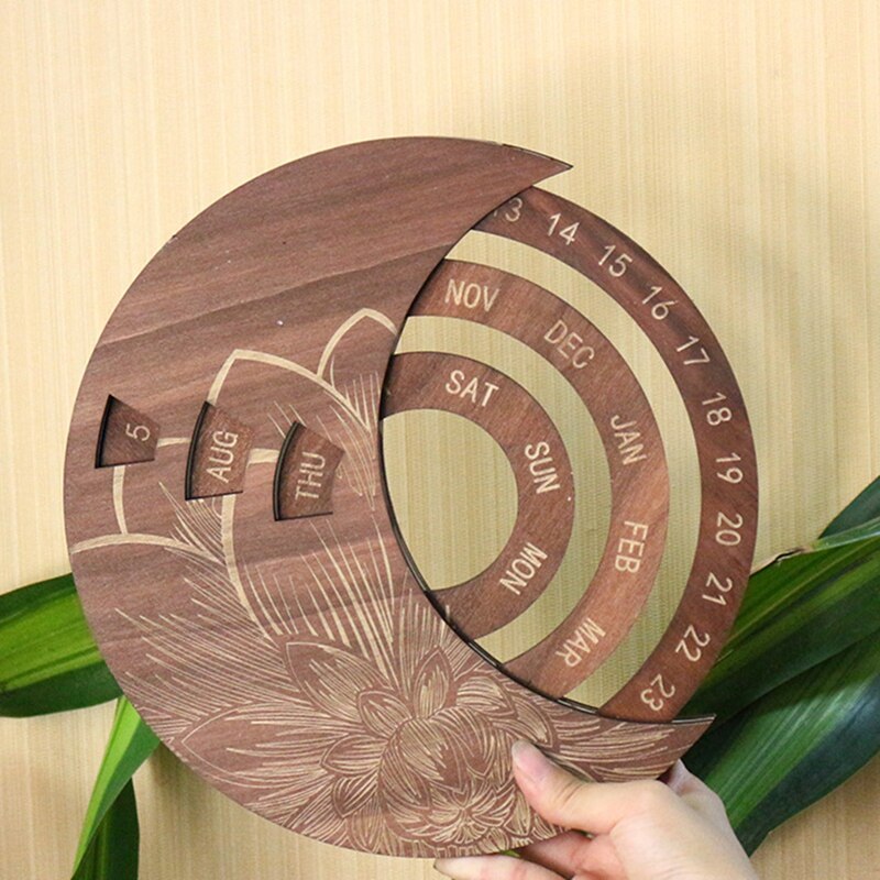 Wall Calendar, Perpetual Calendar, Wooden Wall Calendar, Adjustable Calendar Suitable for Home Office School