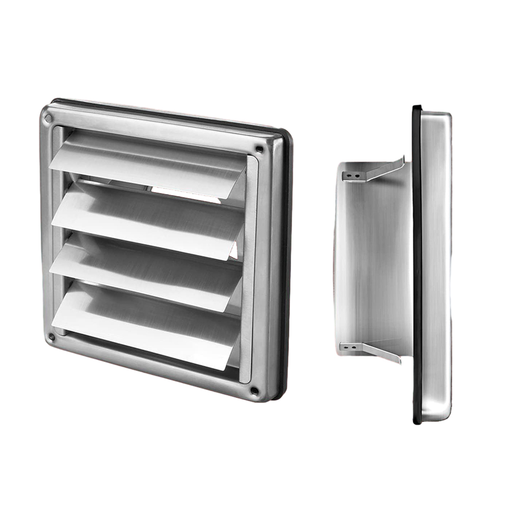Conducto de ventilación de acero inoxidable 100, rejilla de salida de aire con rejilla antirretorno, cubierta de ventilación a prueba de viento y lluvia, 125/150/304mm
