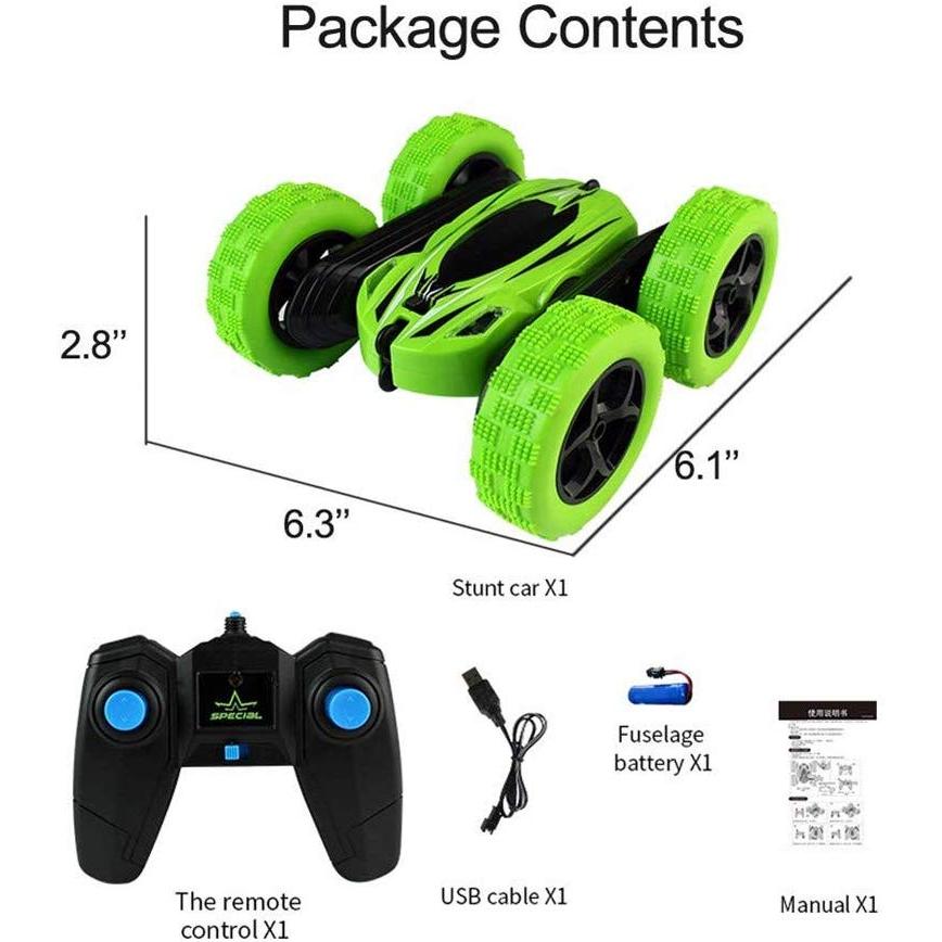 MODELTRONIC Coche RC Stunt car 1:24 2.4GHz para Niños, Doble Lado Rotación de 360 Grados de Alta Velocidad con batería