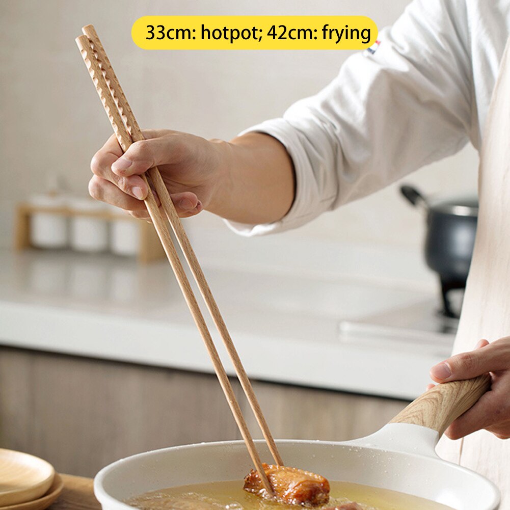 Extra Lange Houten Eetstokjes 35cm – Herbruikbaar voor Koken, Hot
