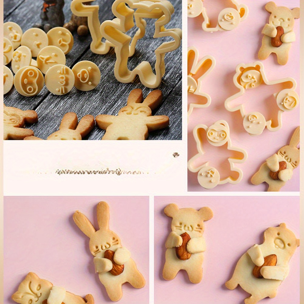 4-delige beer cookie cutter set fondant cutters taart decoratie mallen food deco cutter en stempel kit