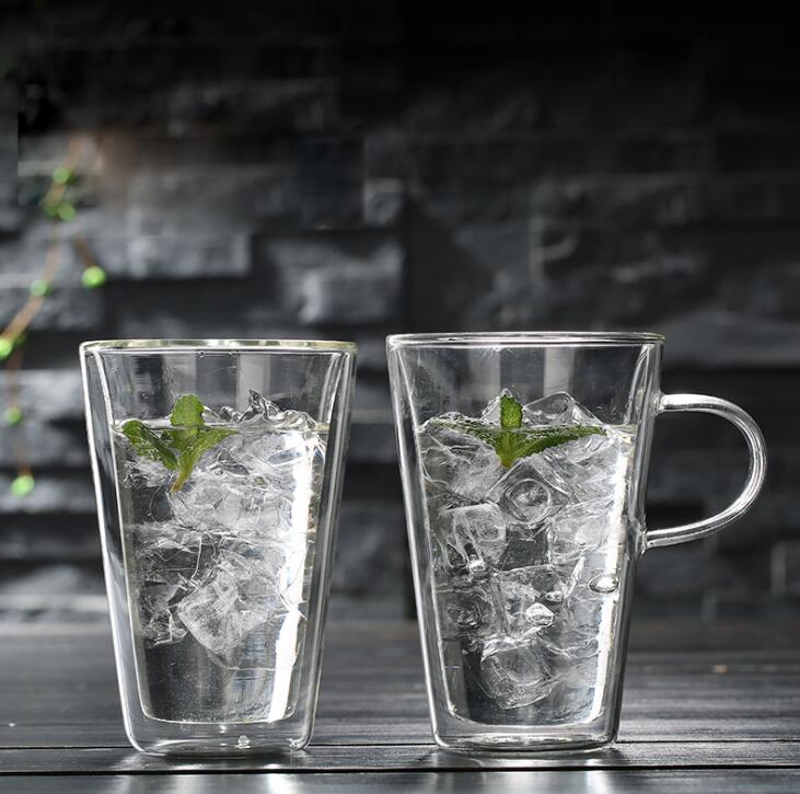 400 ml Double Wall Cup Clear Slip Handgemaakte Thee Mok Koffie Melk Sap Gezonde Drank Dubbele Laag Glas Mok
