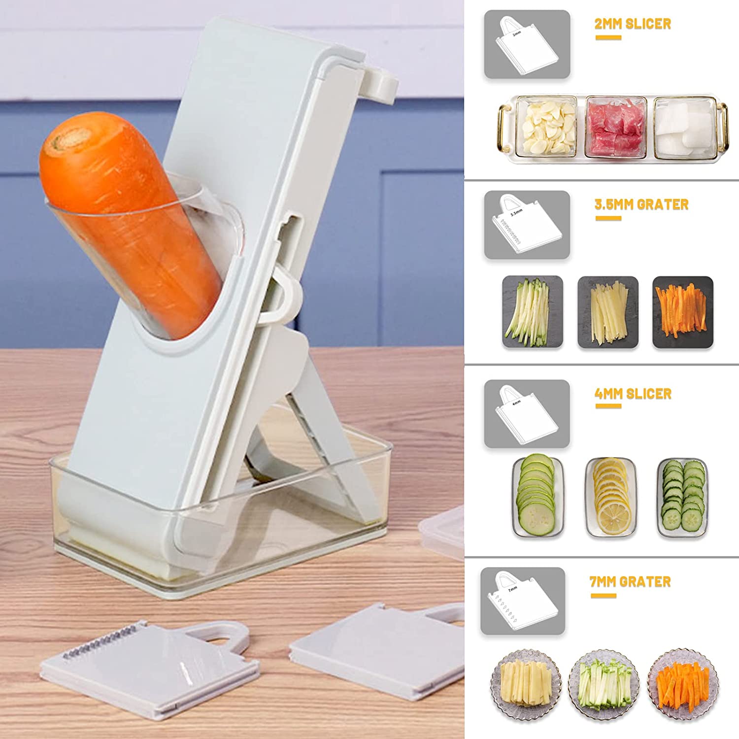 Vegetable Potato Dash Slicing Tool Food Chopper French Fries Cutter Convenient Quick Upright Adjustable Dicer With Container